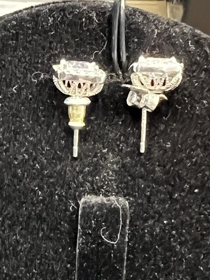 Belle Luce by JTV Rhodium Over Sterling Silver White Diamond Simulant Earrings - Image 2 of 3