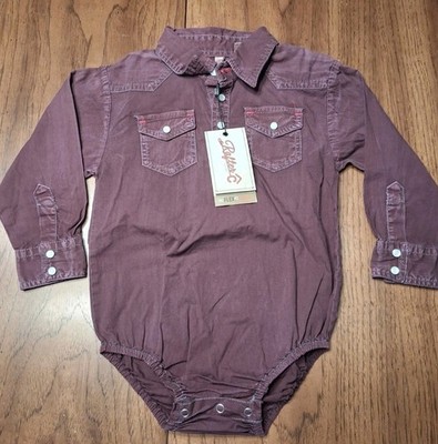 Rafter C Baby One Piece Maroon Shirt Pearl Snap 24 Month Western Rodeo NWT