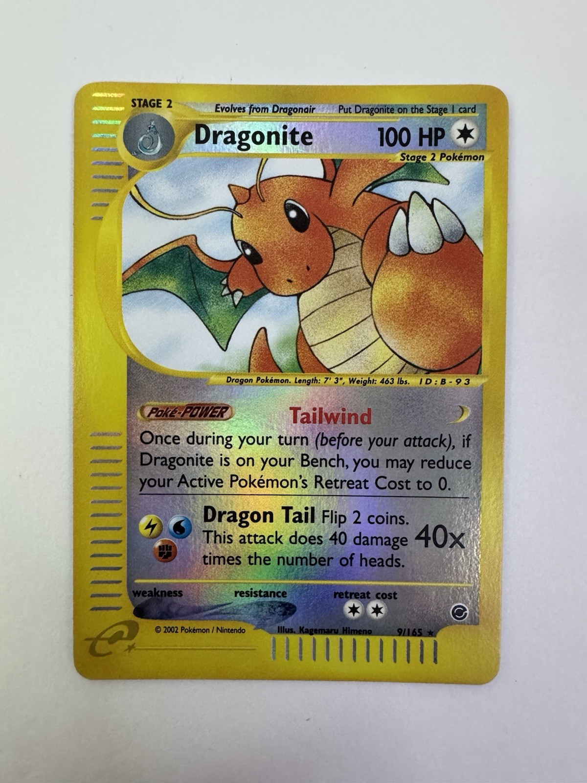 Dragonite Reverse Holo 9/165 Expedition Pokemon Card 2002 NM