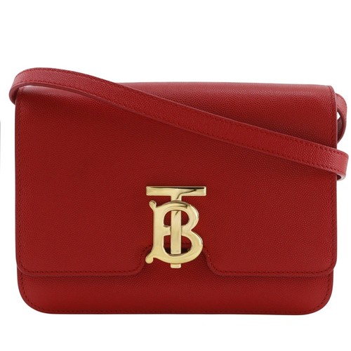 BURBERRY Small Grainy TB Shoulder Bag 2-way clutch Red Calfskin Women
