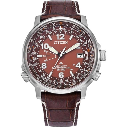 Citizen Men's Watch Promaster Sky Eco-Drive Brown Dial Leather Strap CB0248-01X