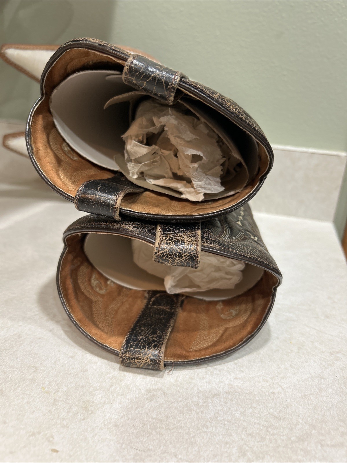 Forastero White Python Reptile Leather Boots Cowb… - image 11