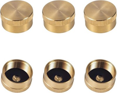 6Pcs Solid Brass Refill Propane Bottle Cap Universal for 1 LB Gas Tank Cylinder