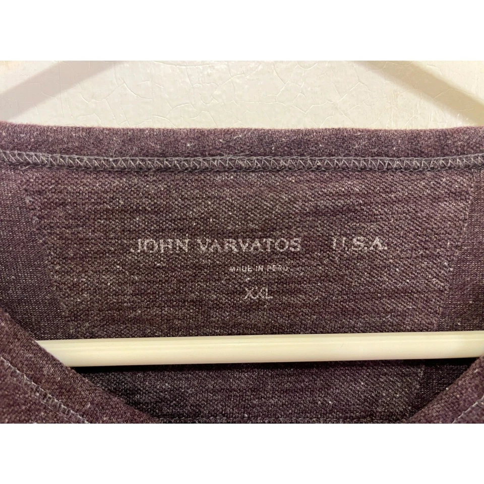 Camisa Top John Varvatos Star EE. UU. Granate Botón a Presión Henley Para Hombres Talla XXL Foto 4 de 4