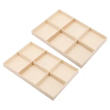 2 Pcs Wooden Box With Multi Compartments For Pendant Storage Jewelry Organizer