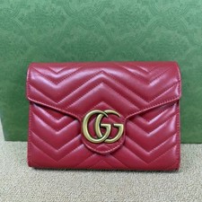 GUCCI GG Marmont Matelass Red Cherry Wallet on Chain Crossbody Bag