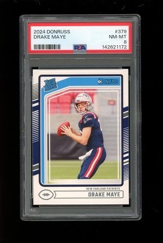 2024 Panini Donruss #379 Drake Maye RC Rookie Patriots PSA 8