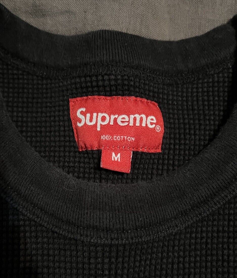Supreme HQ Waffle Long Sleeve Thermal Black - Size M - FW19 Supreme HQ Waffle Long Sleeve Thermal Black - Size M - FW19