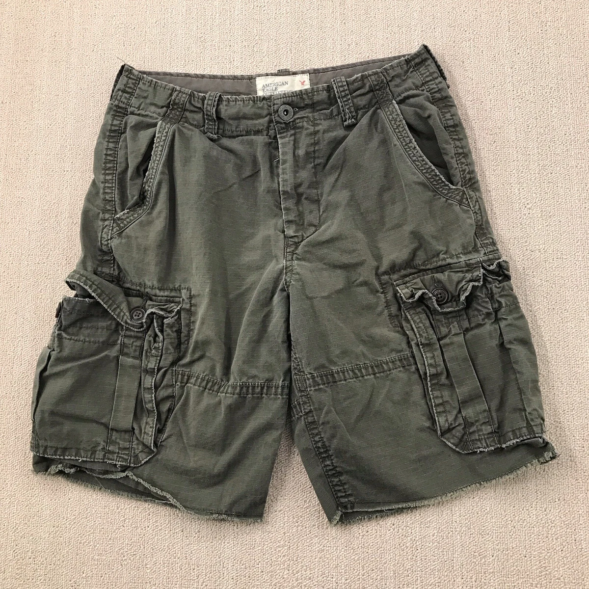American Eagle Outfitters Cargo Shorts Men s 32 Rip Stop Raw Hem