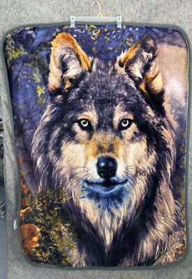 Northwest Fleece Blanket Wolf Cabin Decor Wilderness Rustic Throw Wolf  Variant