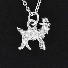 GOAT NECKLACE on Chain or Charm Only - Pewter Farm Pet Ranch Animal Beard Grass