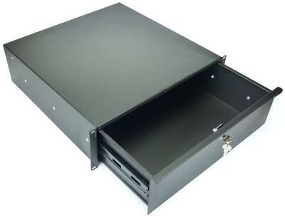 3 HE 19'' Rackschublade 45 cm tief mit Vollauszug & Schloss Schublade TEGO PROFI