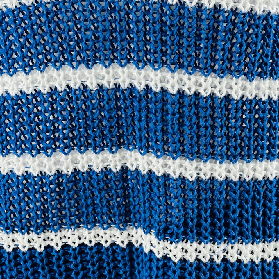 Banana Republic Womens Size XS Sweater Crochet Knit Linen Blue Stripe