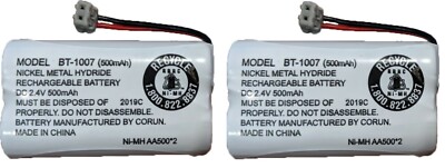 NEW! Uniden BT-1007 BBTY0651101 500mAh 2.4V Rechargeable Phone Battery (2-Pack)