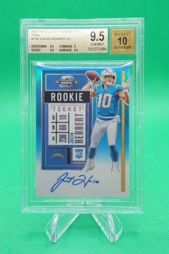 2020 Contenders Optic Rookie Ticket Auto Teal /99 Justin Herbert BGS 9.5/10 R622
