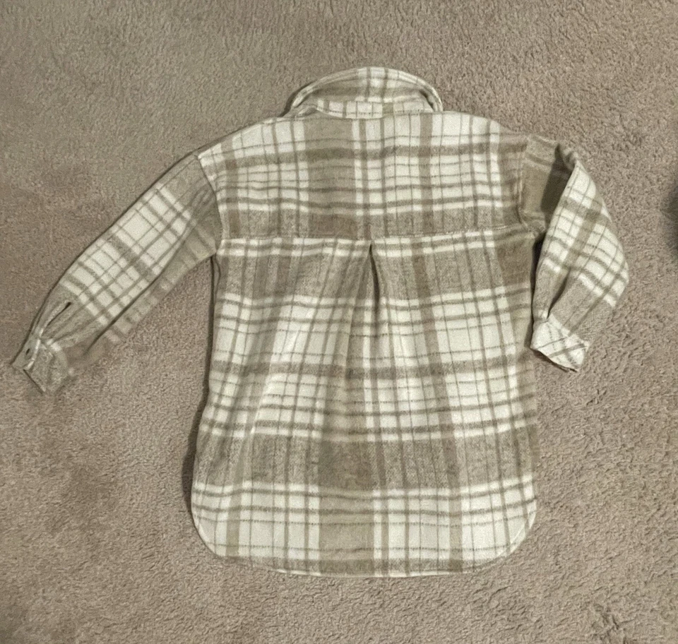 Женская толстая фланелевая шакетка маленькая желтовато-коричневая верхняя клетчатая пуговица спереди уютная, расслабленная - Изображение 2 из 4