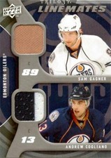 Andrew Cogliano & Sam Gagner relic jersey patch hockey card 2010 Upper Deck LMCG