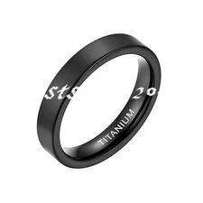 4/6/8MM Men Women Black Titanium Ring High Polished Wedding Band Size 4-15