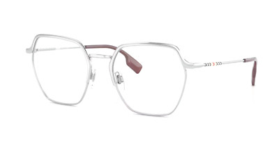 New BURBERRY Angelica Reading Glasses B 1371 1005 52-19 Silver Hexagonal Frames