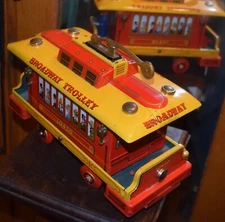 Vintage Broadway Trolley 10430 Litho Tin Toy Modern Toys Japan