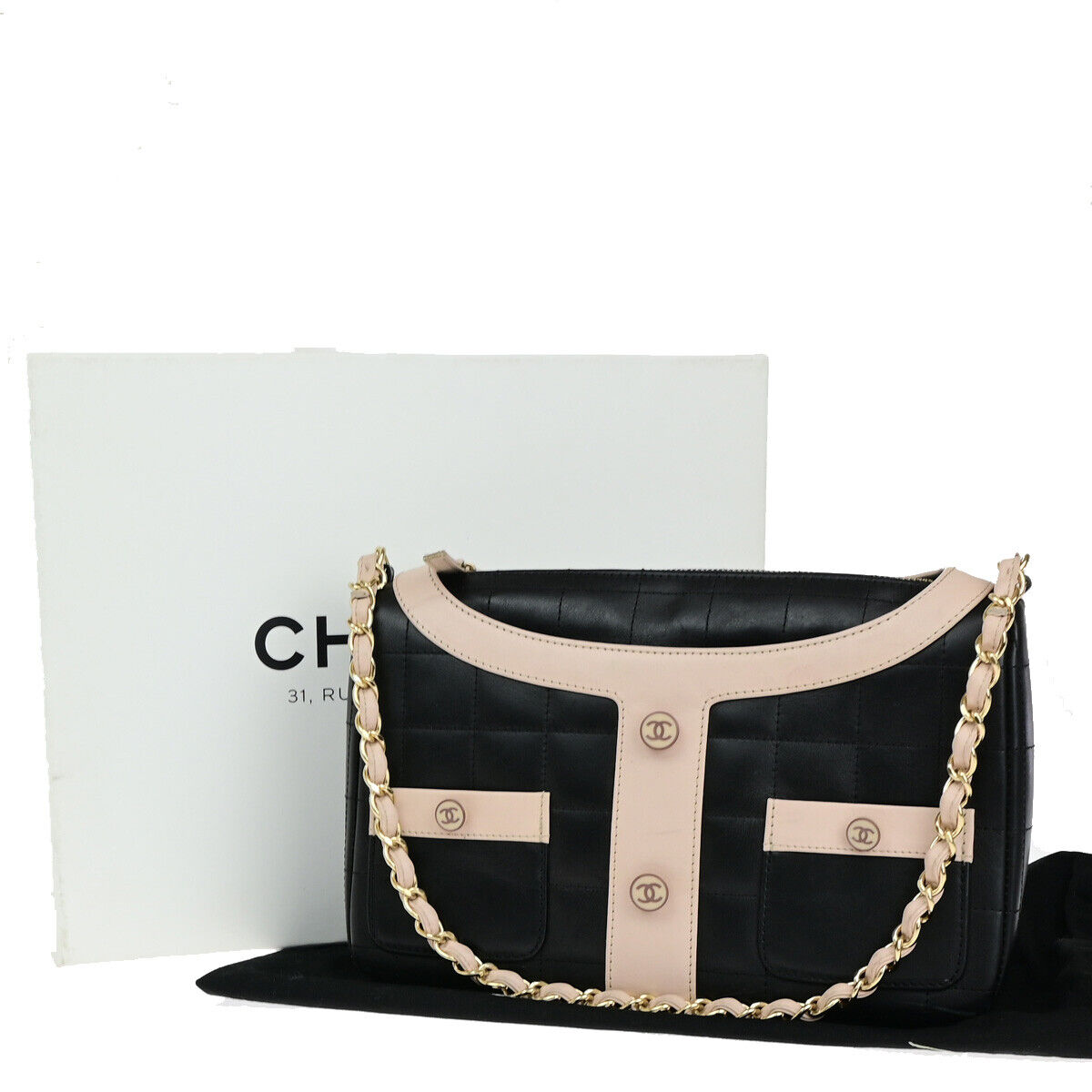 CHANEL CC Girl Jacket Motif Chocolate Bar Chain Shoulder Bag CHANEL CC Girl Jacket Motif Chocolate Bar Chain Shoulder Bag