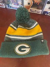 Green Bay Packers Pom Knit 47 Brand Beanie Cap