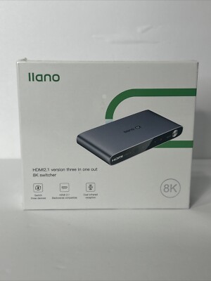llano HDMI 2.1 Switch, HDMI Auto Switcher 4K@120Hz 8K@60Hz with IR Remote, Switc