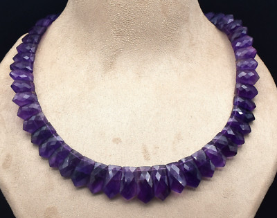 Certified Natural Amethyst 478 Ct Flat Cut Sterling Silver Necklace