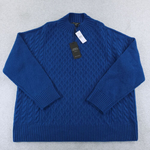 Ann Taylor Sweater Womens Extra Large XL Blue Cashmere Oversized Cable Knit - Picture 1 of 12