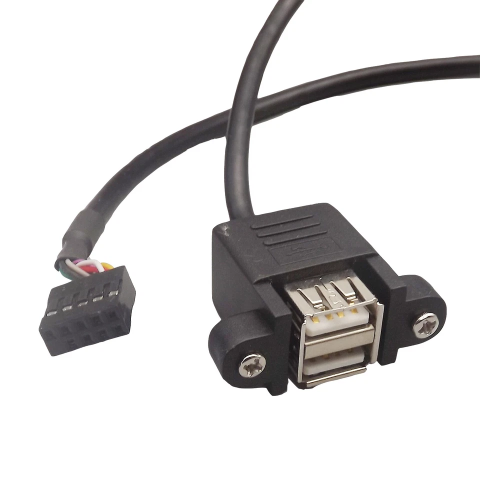 50cm 2 USB 2.0 A Female Panel Mount To 9 Pin PCB Female Motherboard Header Cable - Image 4 of 4