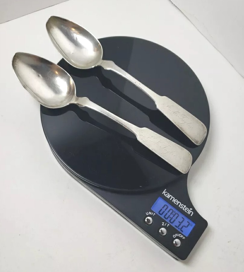 Harris & Wilcox Troy NY Coin Silver Serving Spoon 8 3/4