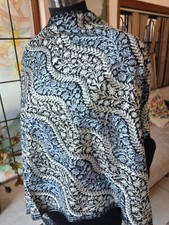 DESIGNER CREWEL KASHMIRI GOLDEN Tilla EMBROIDERY SHAWL silk WOOL PASHMINA WRAP