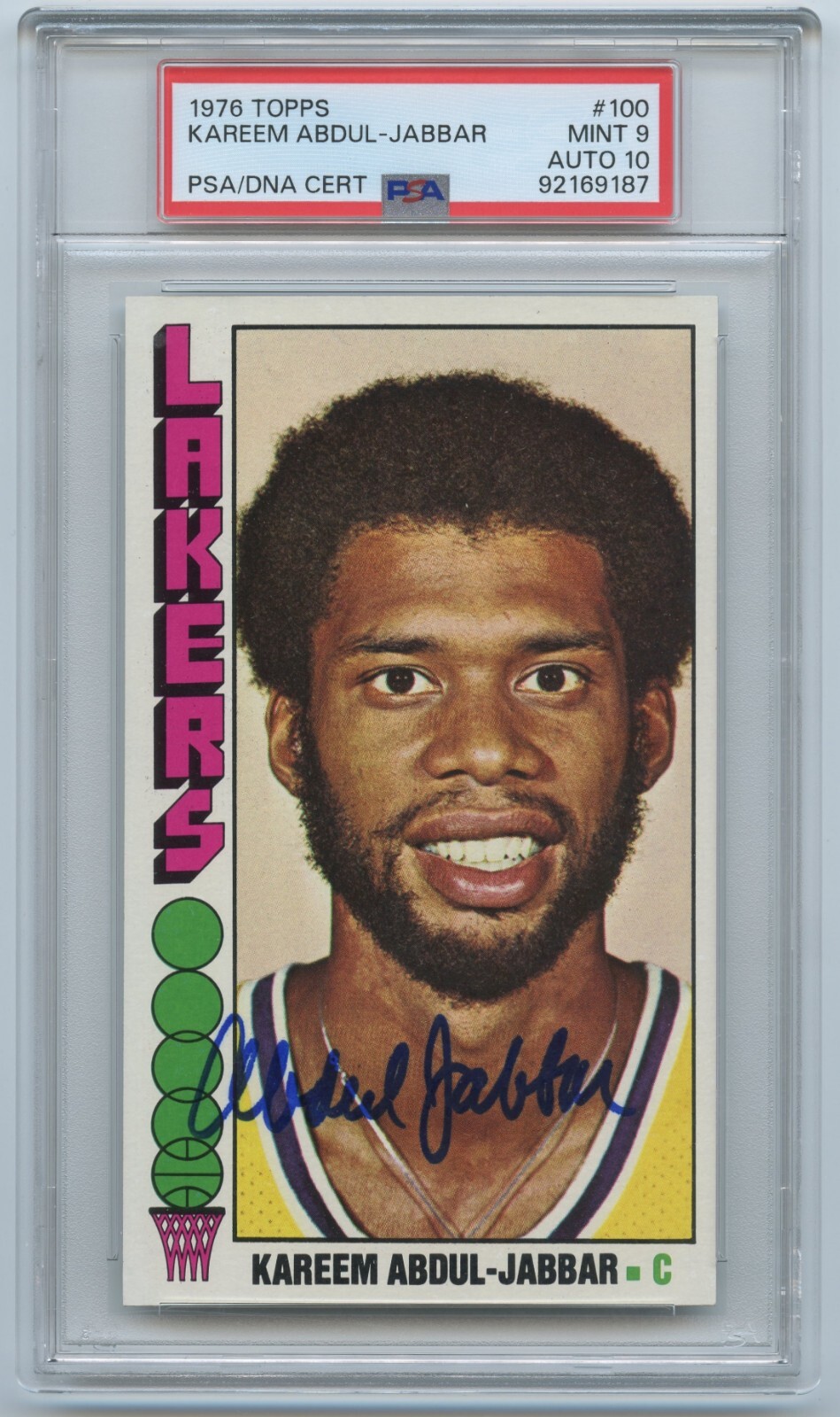 KAREEM ABDUL-JABBAR: 1976 Topps #100 PSA 9 / PSA-DNA 10 Autographed Pop 1 of 1