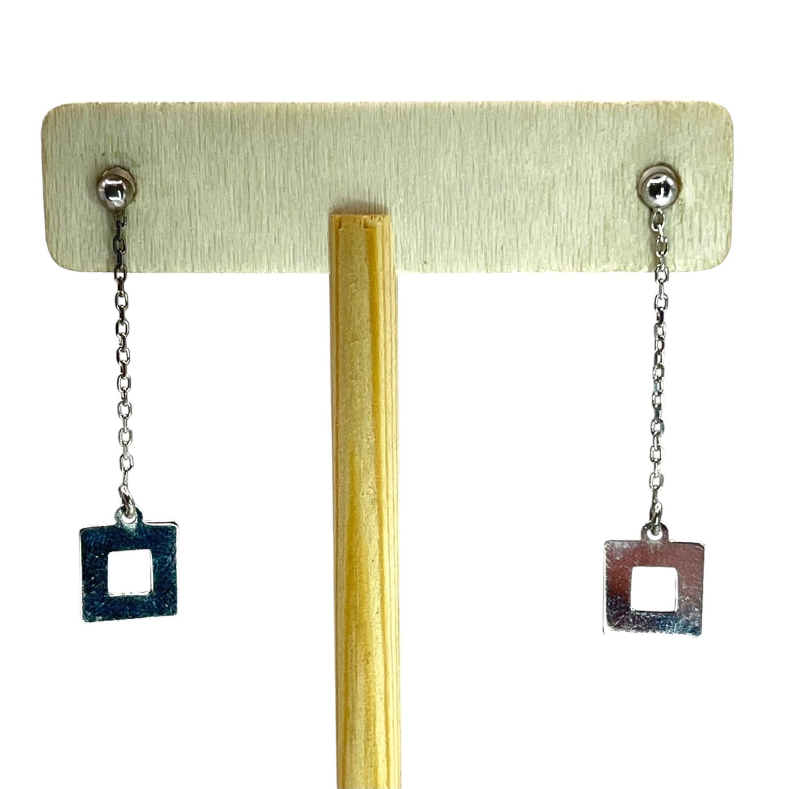 925 Sterling Silver Square Dangle Drop Earrings G… - image 2