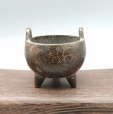 Mini Incense Burner Chinese Collectible Hand-carved Retro Bronze Censer Ornament