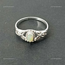 Ethiopian Opal Cocktail Ring, 925 Sterling Silver Minimalist Birthday Gift Ring