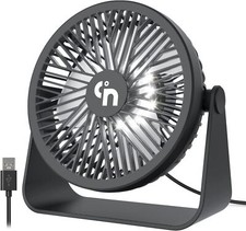 Small Compact USB Desk Fan with LED Night Lights, 3 Speed Quiet Custom Bases