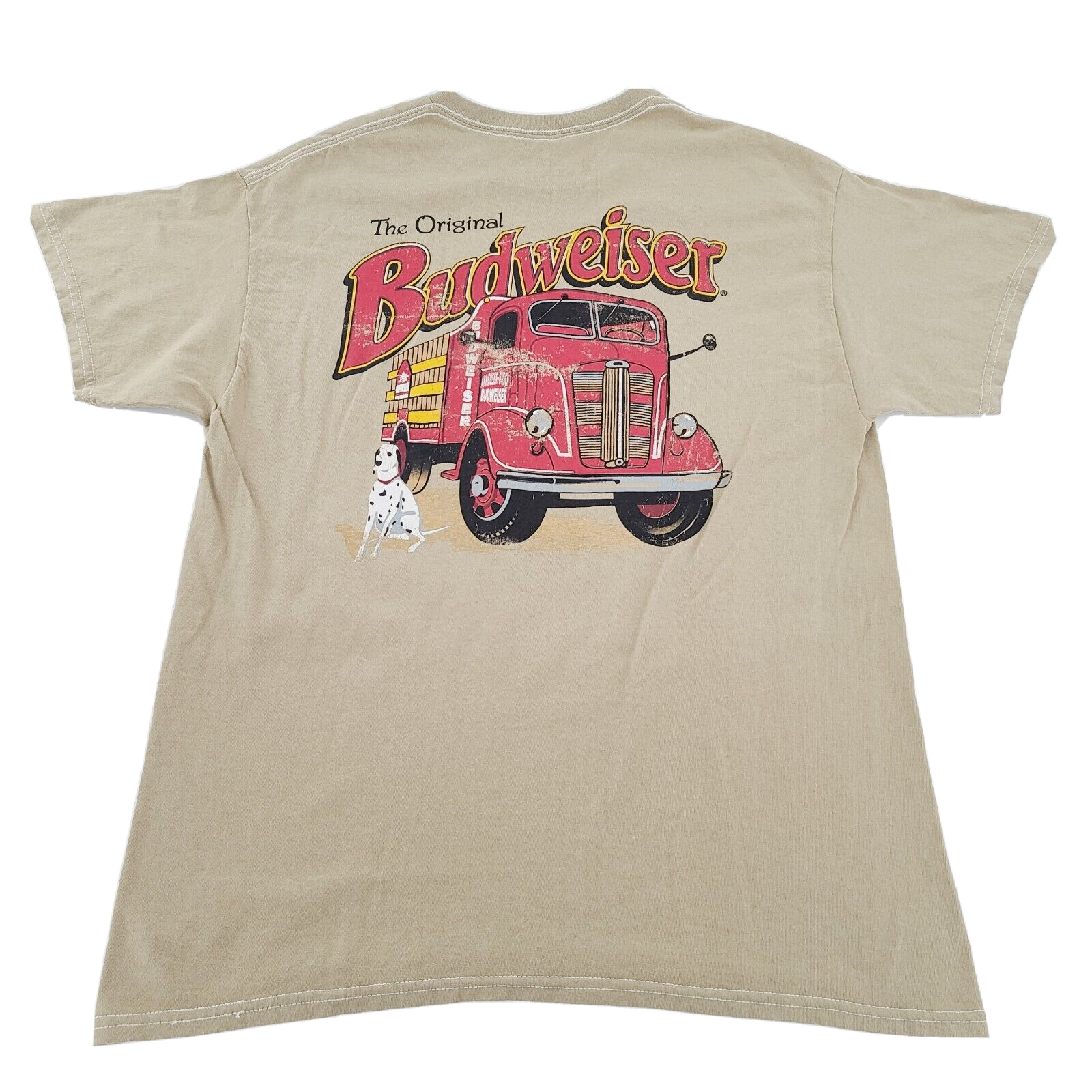 Budweiser Beer Retro T-shirt Red Fire Truck Dalmatian Graphic Tee MEDIUM M  NEW | eBay