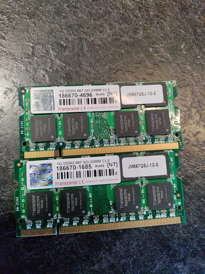 2 x TRANSCEND JM667QSJ-1G-E DDR2 667 1G SO-DIMM MEMORY MODULE - Image 2 of 3