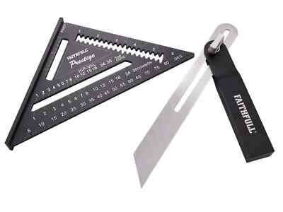 Faithfull 7 Zoll Schiebefase & Quick Square CNC Aluminium Set für Tischlerwerkzeug