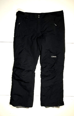 CABELA'S Black Nylon Warm PRIMALOFT-INSULATED SNOW PANTS Ski Hike Gear Men's L