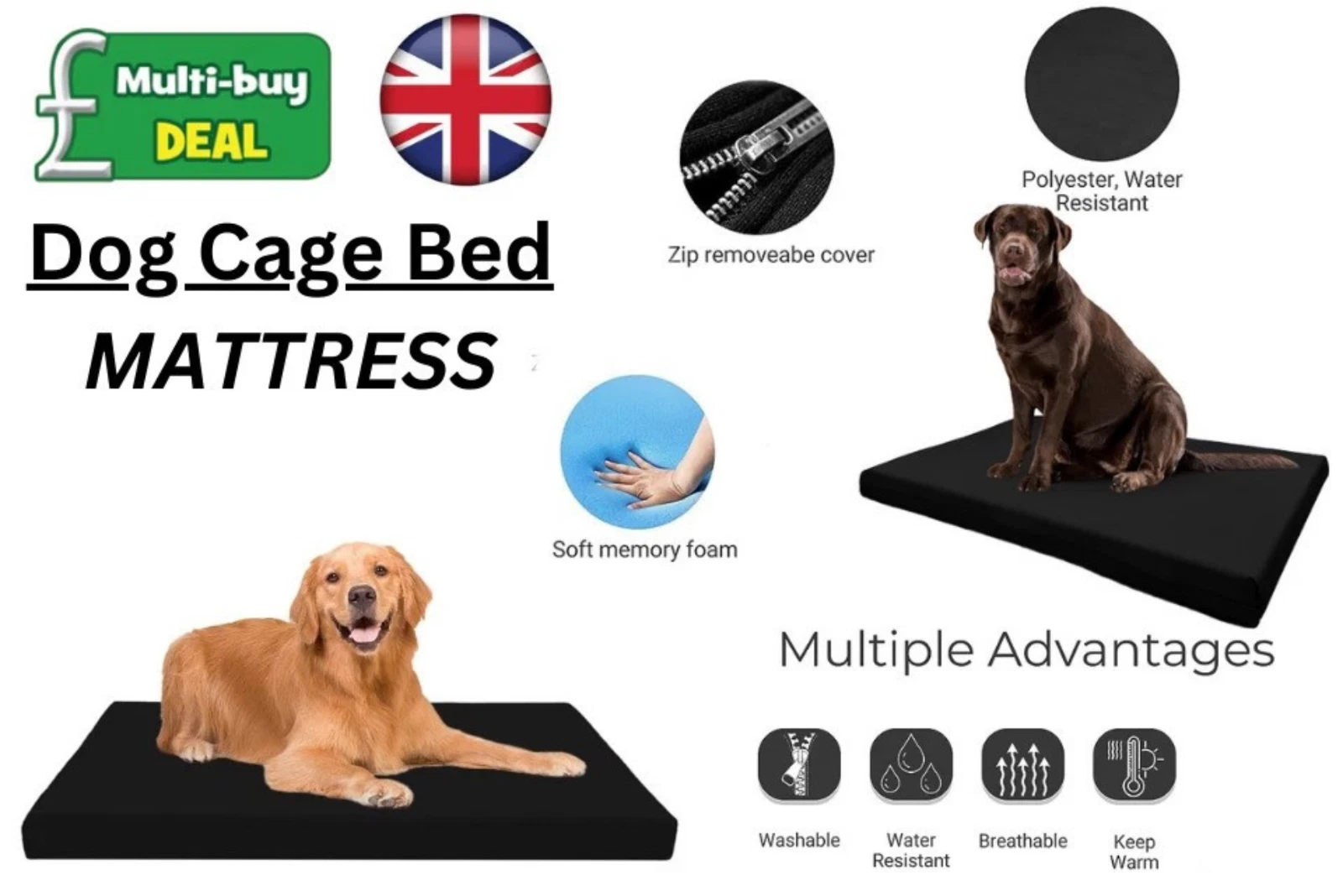 Dog Cage Bed Waterproof Heavy Duty Pet Crate Mattress Hygienic Tough Cushion Mat
Opens in a new wind
