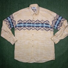 VTG Roper Border Shirt Long Sleeve Button Down Aztec Western USA Mens XL