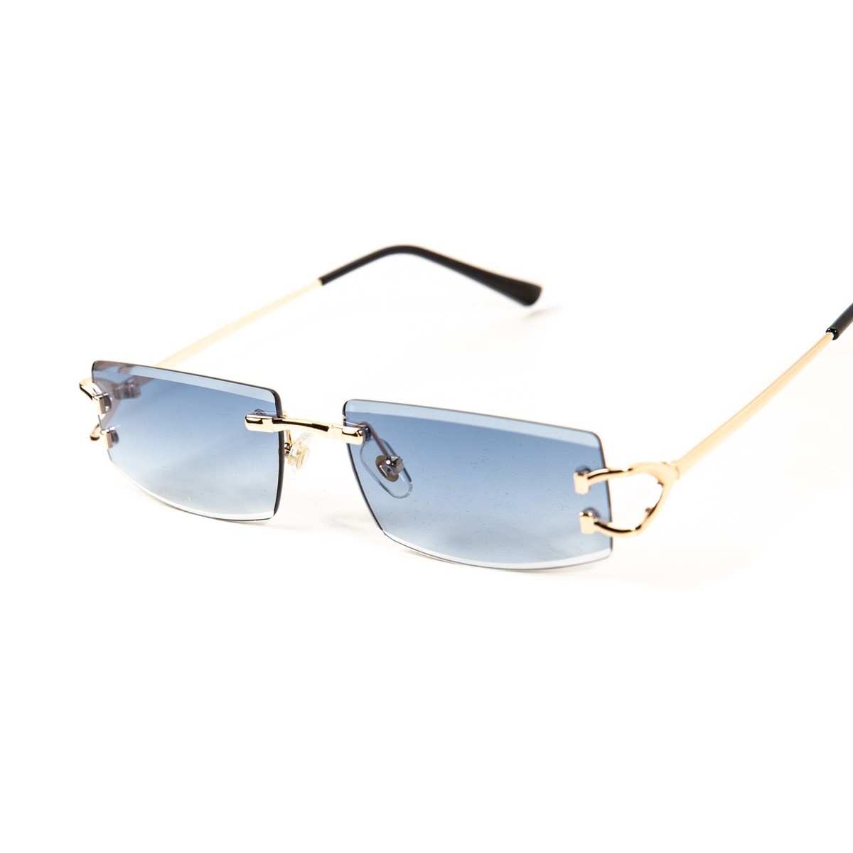 Sun & Moon Rimless Sunglasses in Yellow and Blue Gold/Brown Classic Rectangle Rimless Gradient Sunglasses  main image 3
