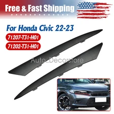 Front Bumper Grille Headlight Trim Molding Set For 2022 2023 Honda Civic 4DR