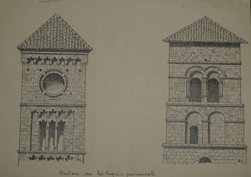 Dessin Original Signé Henri Laffillée - Chapiteau Du Narthex De Saint-Menoux - Architecture à L'encre