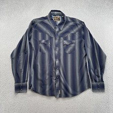 Mens Wrangler Long Sleeve Retro Premium Pearl Snap Striped Shirt Men s Size XL