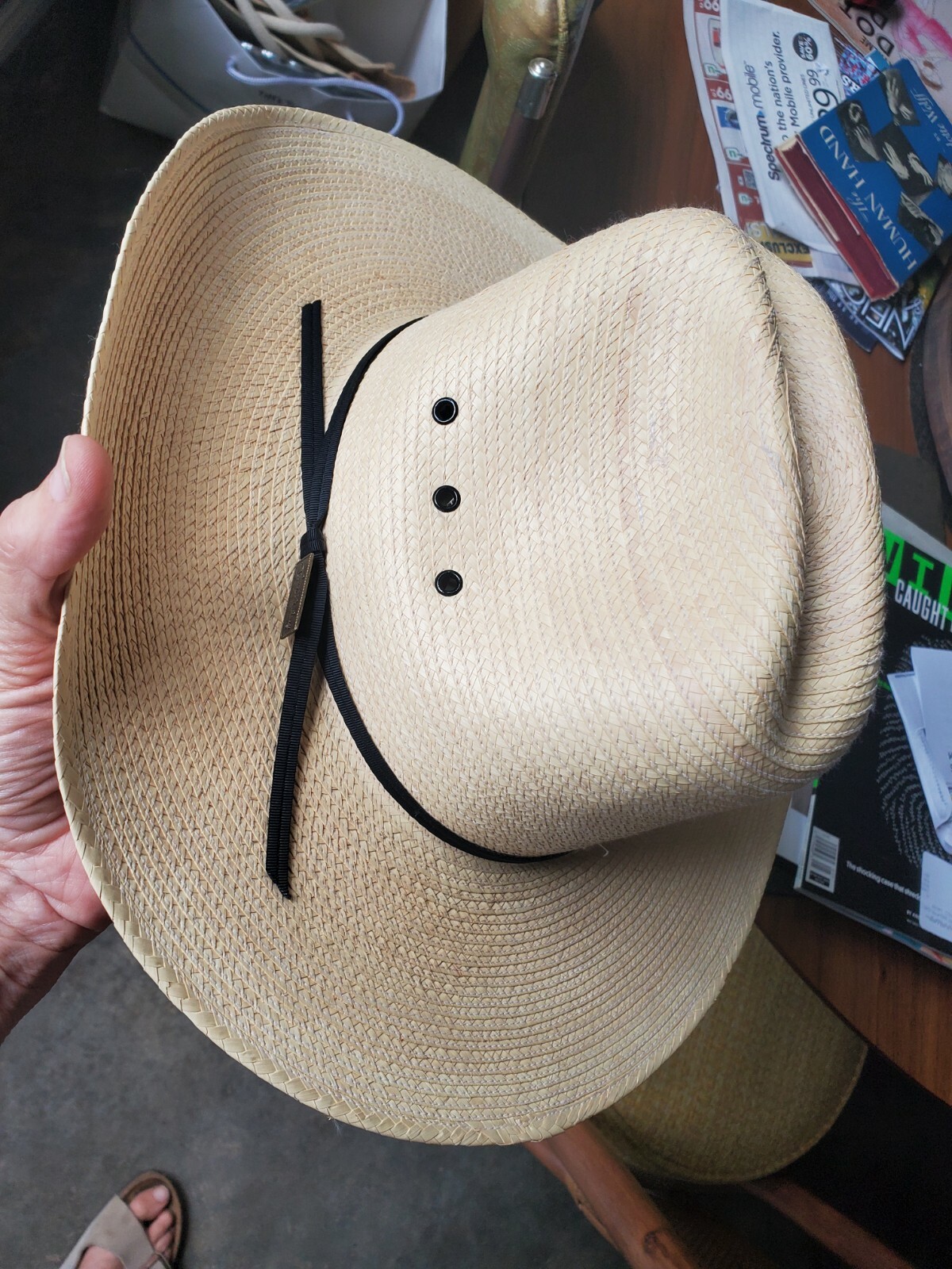 Larry Mahan's Straw Western Cowboy Hat by Milano Size… Gem