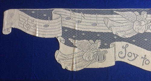 Ecru Lace Mantel Scarf Joy To The World 92" x 20" Dining Room Livingroom Den - Picture 3 of 3