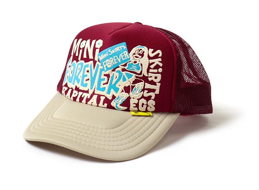 KAPITAL LEGS MiNi SKiRTs FOREVER トラックCAP Kapital Legs Mini Skirts Forever Trucker Hat Ecru/Brown - FW21 - US
